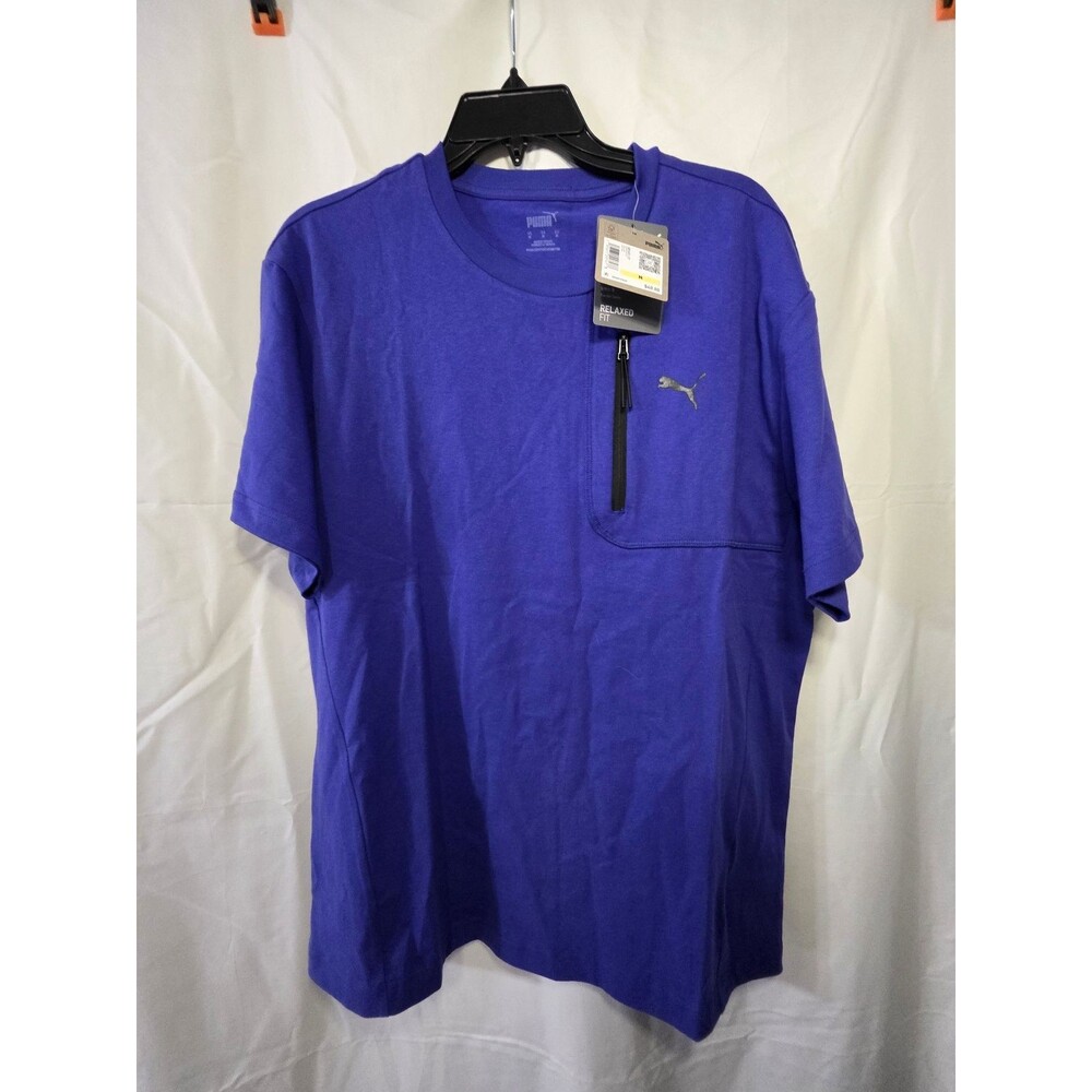 Puma Men's Relaxed Fit T Shirt Medium 681551-27 Zip Pocket
